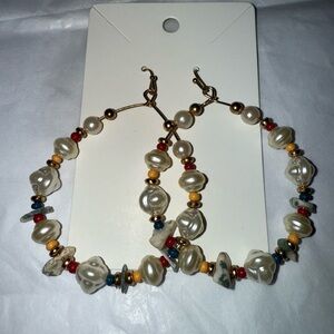 Elegant Multicolor Beaded Hoop Earrings